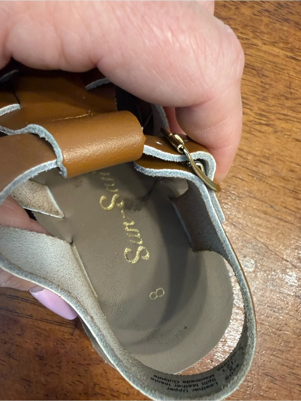 Salt Water Sandals Sun-San Sailor Tan Leather Kids Toddler Fisherman Shoes 8